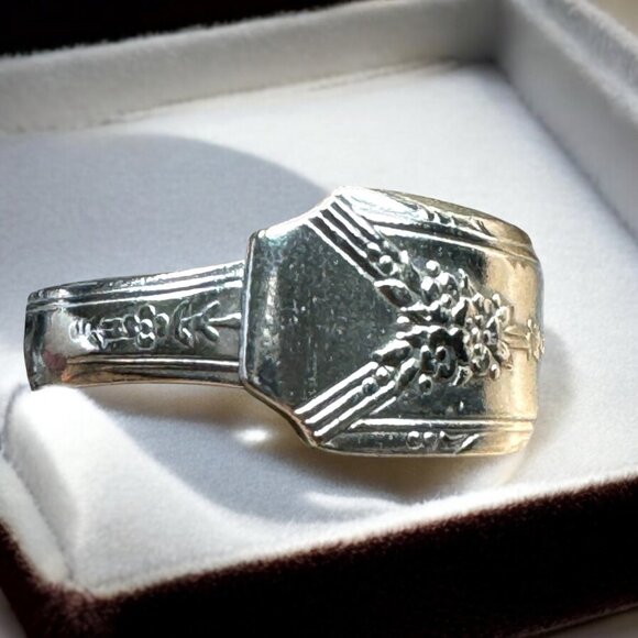 Silverware Artisan Ring Made Of Vintage Community Plate Silver Plated Spoon 8.5 - Picture 8 of 12